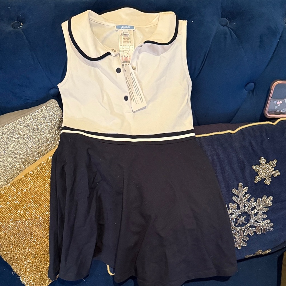 Jacadi Paris Navy and White Sleeveless Sailor Dress